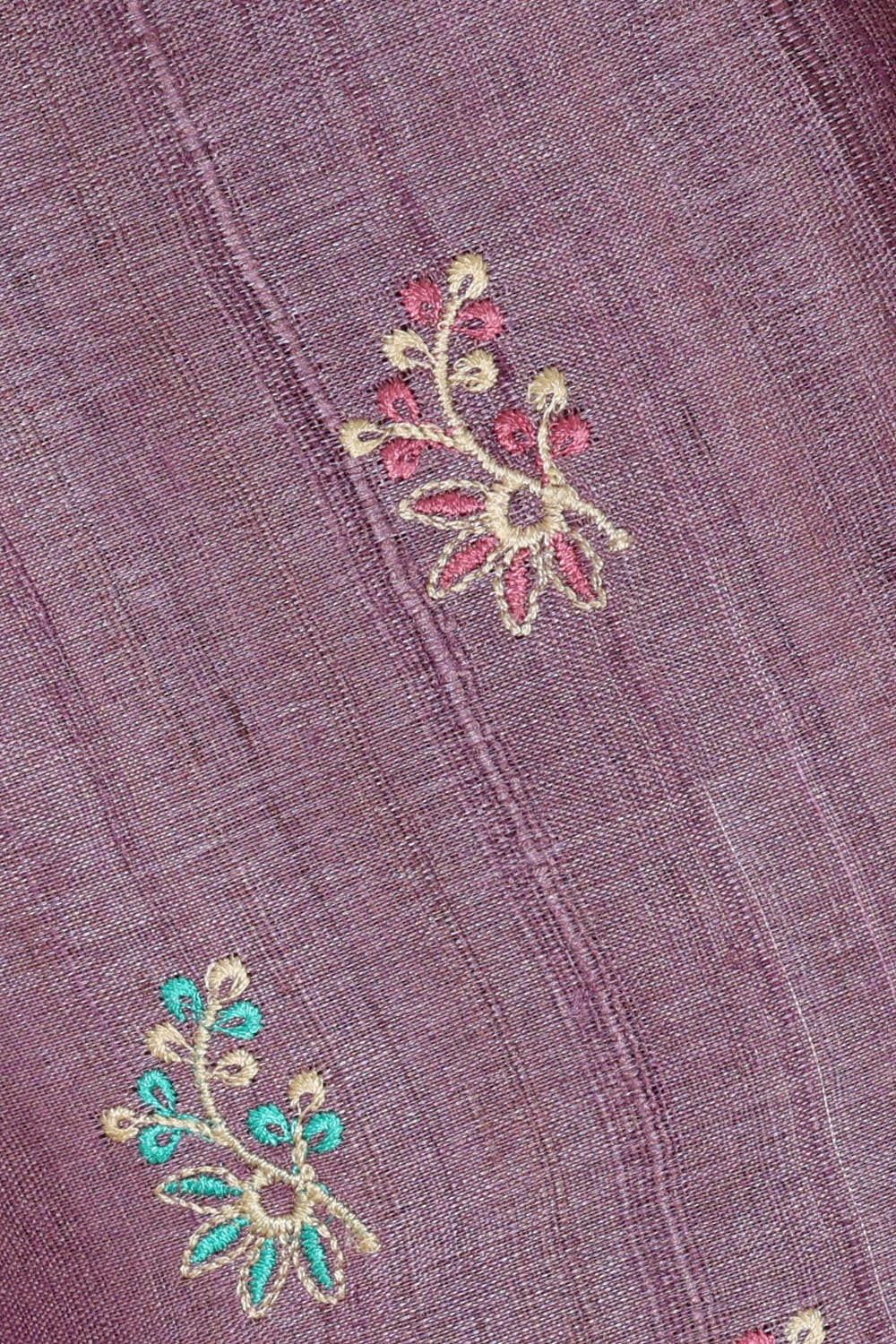 Image of Tussar Silk Lavender Embroidered Saree